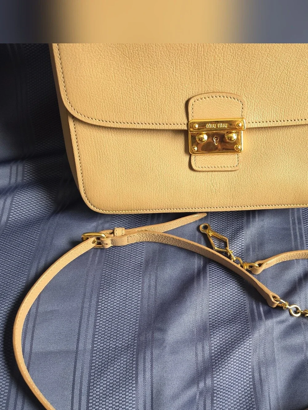 Miu Miu Beige Leather Top-Handle Bag